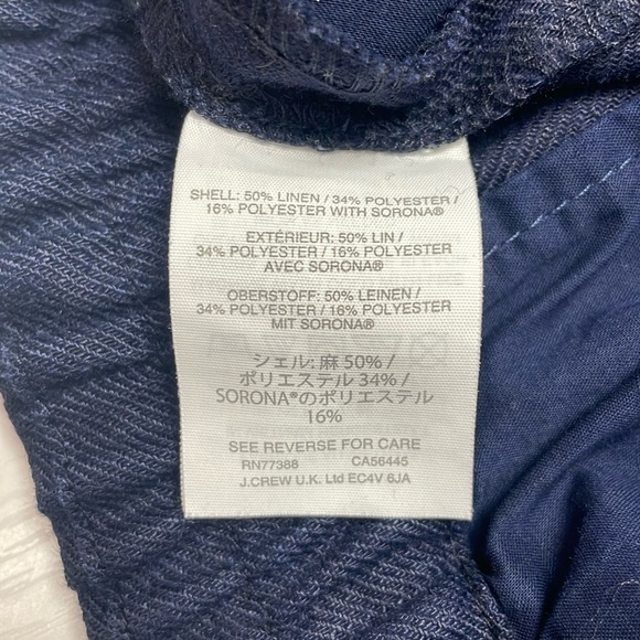 J. Crew Easy Pant High Rise Stretch Linen Mid-Rise Ankle Trouser Navy 14 - Picture 9 of 9